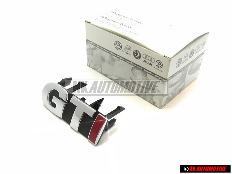Genuine VW GTI Front Grill Badge Chrome Red - 6N0853679F KTP