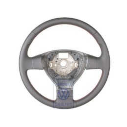 Genuine VW Steering Wheel (Leather) Satin Black/Flash Red - 3C0419091AGZQM