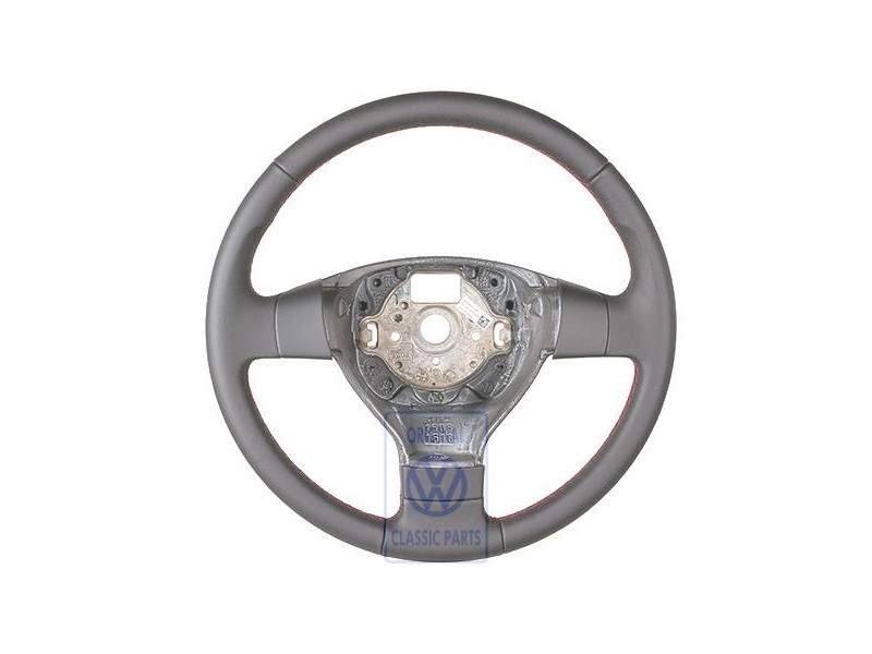Genuine VW Steering Wheel (Leather) Satin Black/Flash Red - 3C0419091AGZQM