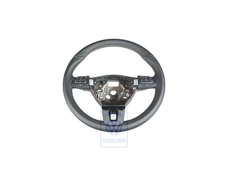 Genuine VW Mult.Steering Wheel (Leather) Black/Nougat - 3C8419091AMBFB