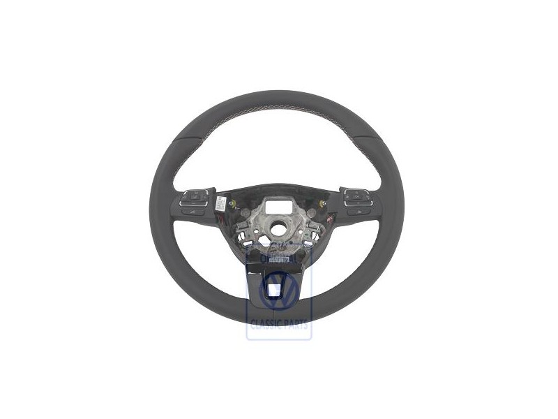 Genuine VW Mult.Steering Wheel (Leather) Black/Light Beige - 3C8419091BMOXD