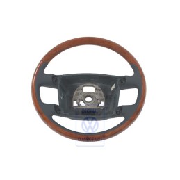 Genuine VW Steering Wheel (Wood/Leather) Navy Blue/Eucalyptus - 3D0419091ABQSD