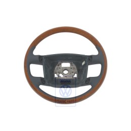 Genuine VW Steering Wheel (Wood/Leather) Navy Blue/Eucalyptus - 3D0419091ABZUD