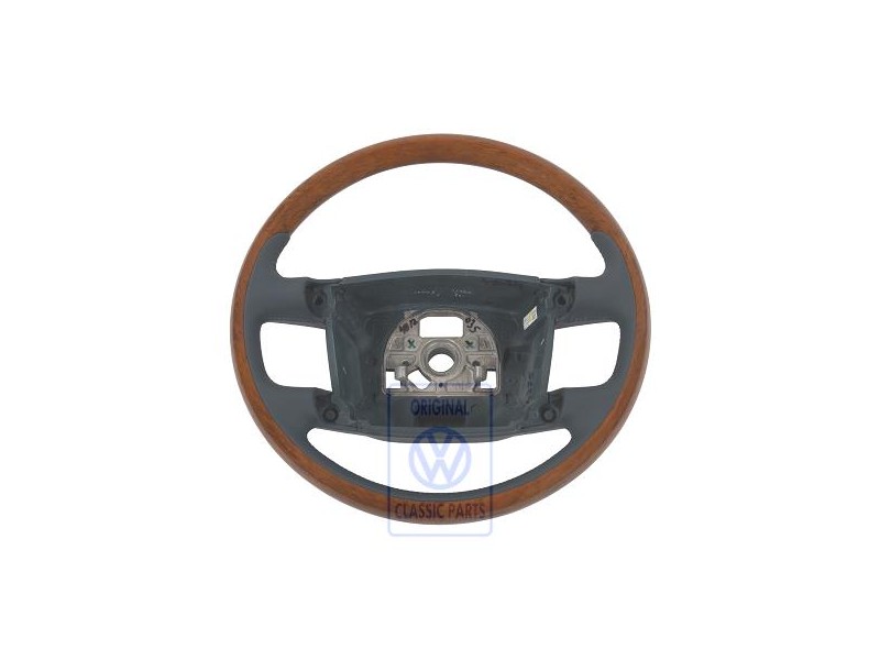 Genuine VW Steering Wheel (Wood/Leather) Navy Blue/Eucalyptus - 3D0419091ABZUD