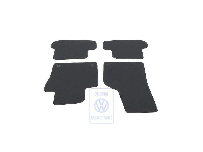 Genuine VW 1 Set Foot Mats Flannel Grey/Blue - 5C1863011P KMX