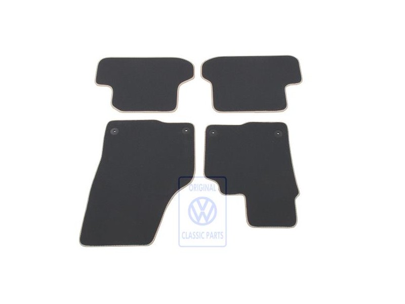 Genuine VW 1 Set Foot Mats Titan Black/Light Beige - 5C2863011B BCX