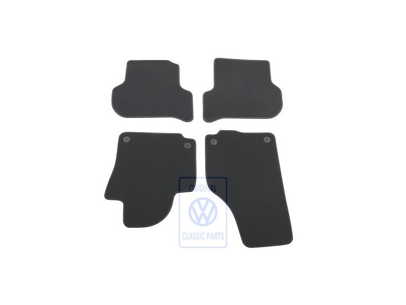 Genuine VW 1 Set Foot Mats Black/Silver Grey - 5M1863011F RII