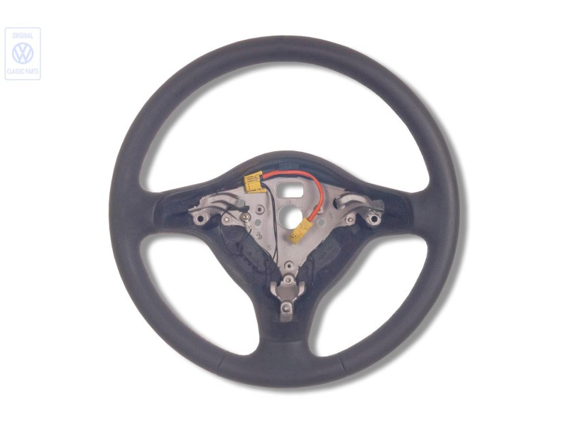 Genuine VW Steering Wheel (Leather) Black/Green - 6N0419091L KNJ