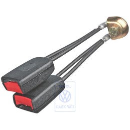 Genuine VW Double Belt Latch Satin Black/Fire Red - 6N0857488 FCN