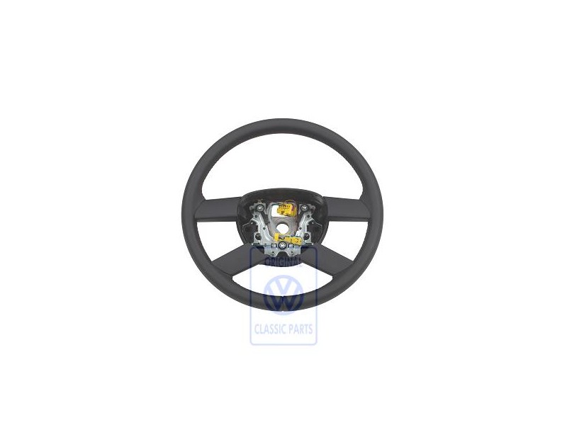 Genuine VW Steering Wheel (Leather) Black/Orbitblue - 6Q0419091M HCC