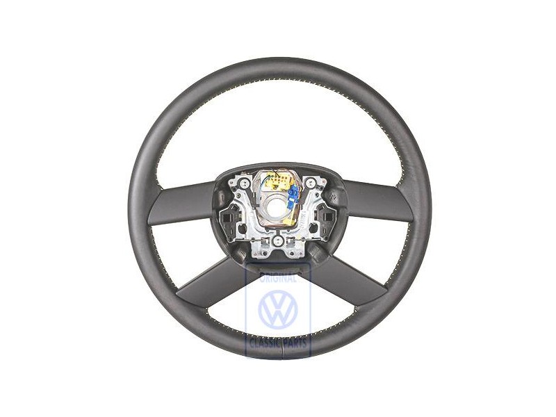 Genuine VW Steering Wheel (Leather) Black/Yellow - 6Q0419091M HUW