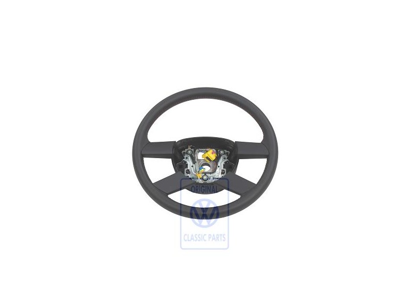 Genuine VW Steering Wheel (Leather) Black/Red - 6Q0419091M HYL
