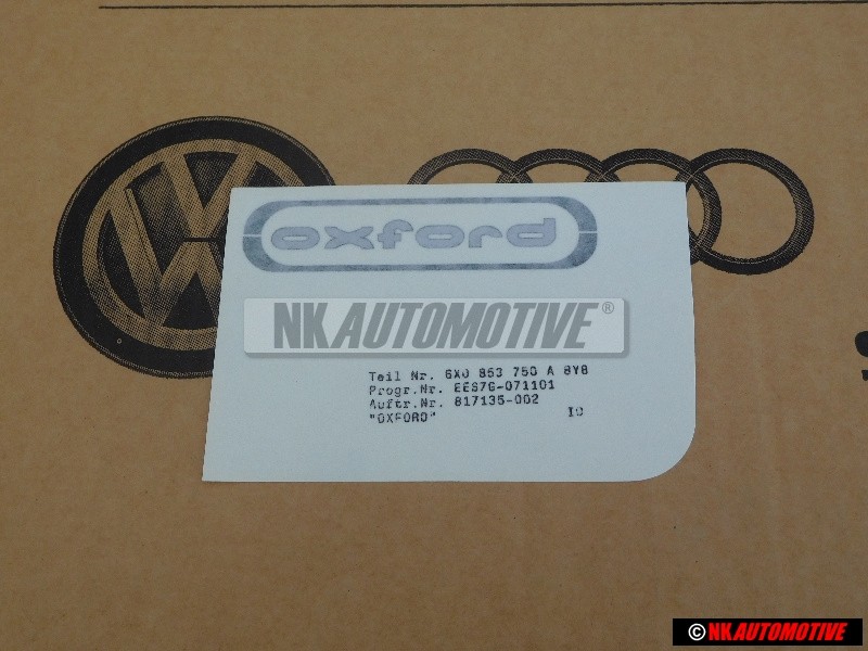 Genuine VW Inscription Anthracite/Silver - 6X0853750A 8Y8