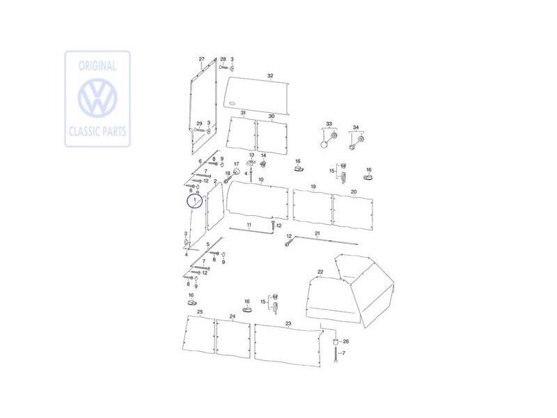 Genuine VW Curtain For Rear Window - 701070400L