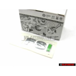 Genuine VW FSI Rear Boot Badge Silver Green - 6E0853675B KKH