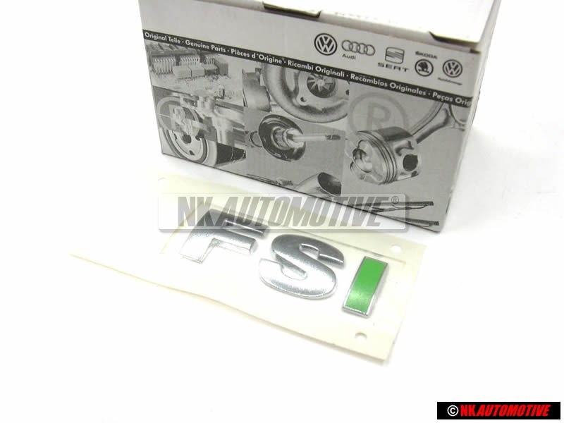 Genuine VW FSI Rear Boot Badge Silver Green - 6E0853675B KKH