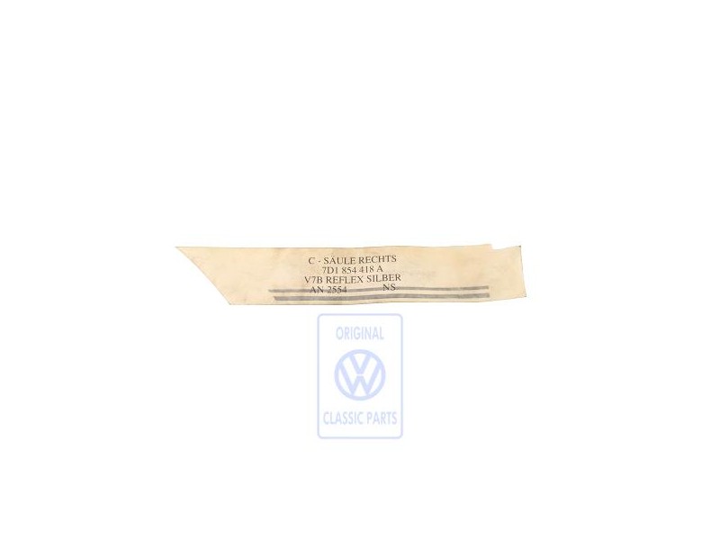 Genuine VW Decorative Film For C Pillar Reflex Silver - 7D1854418A V7B