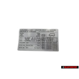 Genuine VW Data Plate For Tyre Pressure - 7H0010626H