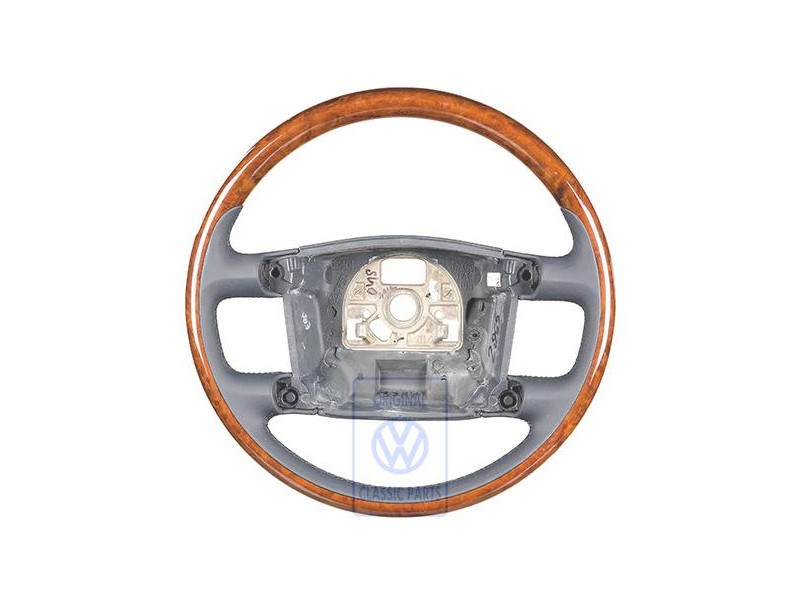 Genuine VW Steering Wheel (Wood/Leather) Navy Blue/Sioux - 7L6419091T ZXT