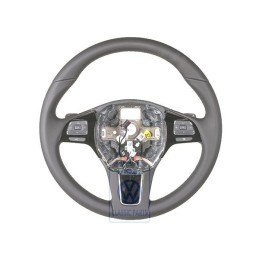 Genuine VW Mult.Steering Wheel (Leather) Black/Amber Brown - 7P6419091C ADJ