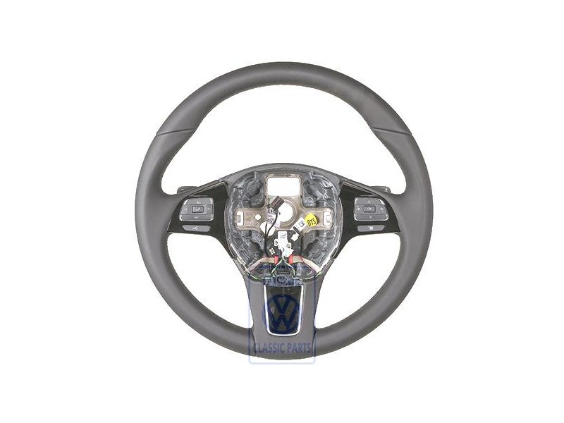 Genuine VW Mult.Steering Wheel (Leather) Black/Amber Brown - 7P6419091C ADJ