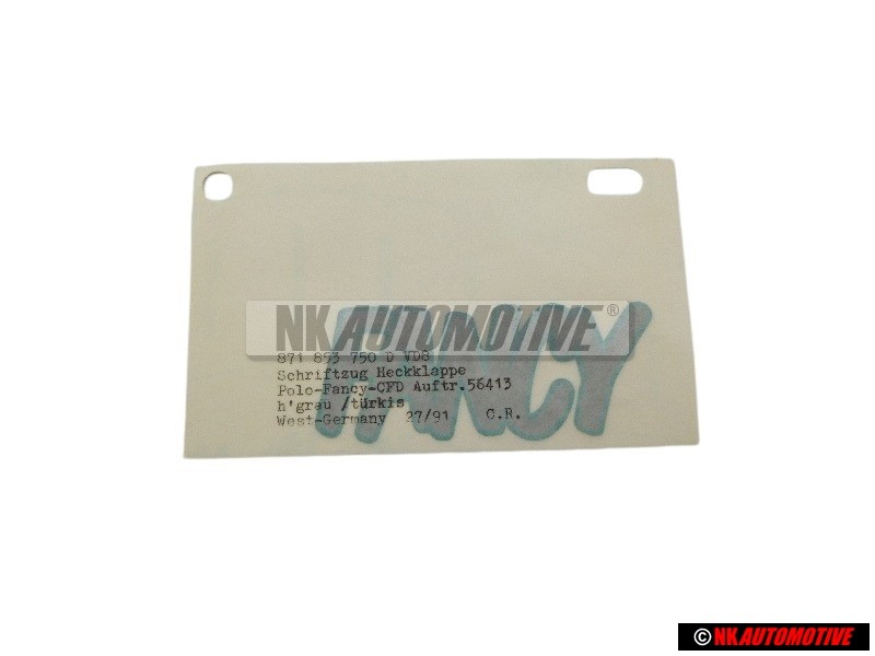 Genuine VW Film Lettering Light-Grey Metallic/Turquoise - 871853750D VD8