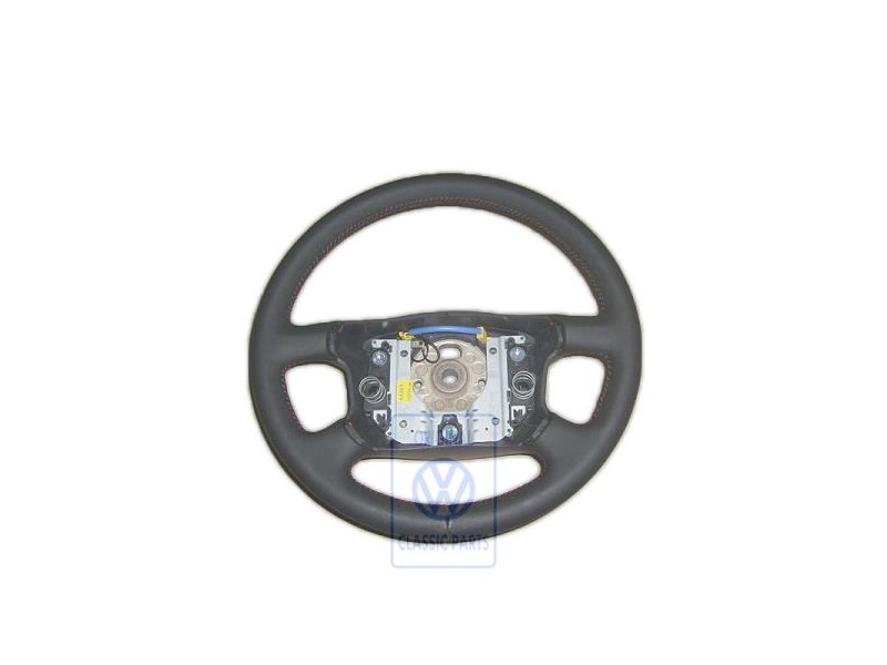 Genuine VW Steering Wheel Leather Black/Red - 7D0419091AAPEP