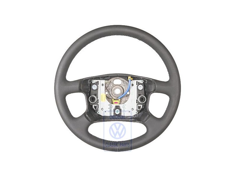 Genuine VW Steering Wheel Leather Black/Blue - 7D0419091AAPEQ