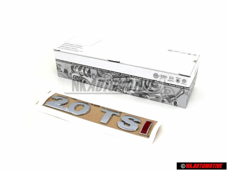 Genuine VW 2.0 TSI Rear Boot Badge Emblem Chrome Red - 5N0853675C GQF