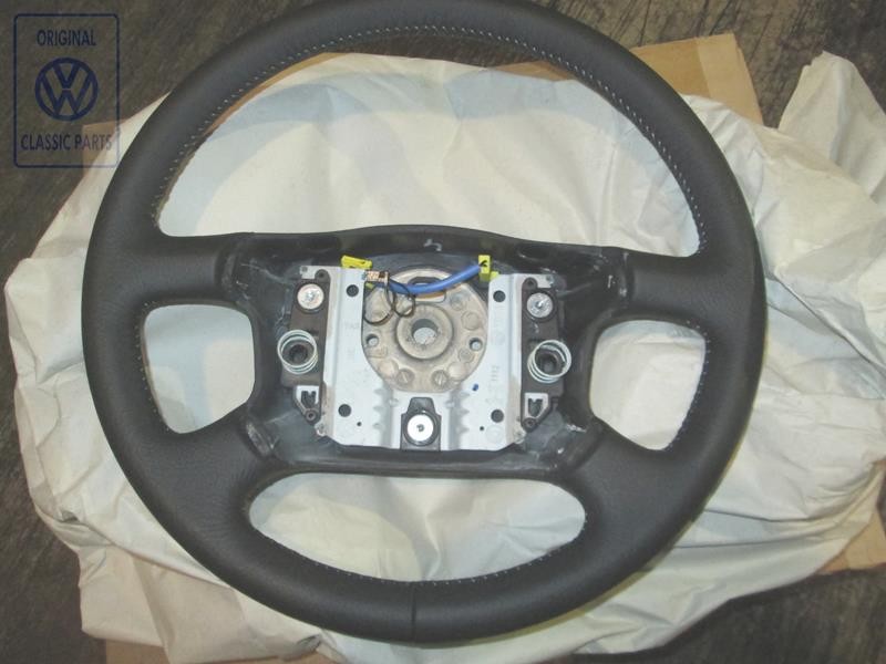 Genuine VW Steering Wheel Leather Black/Flannel Grey - 7D0419091Q KMY