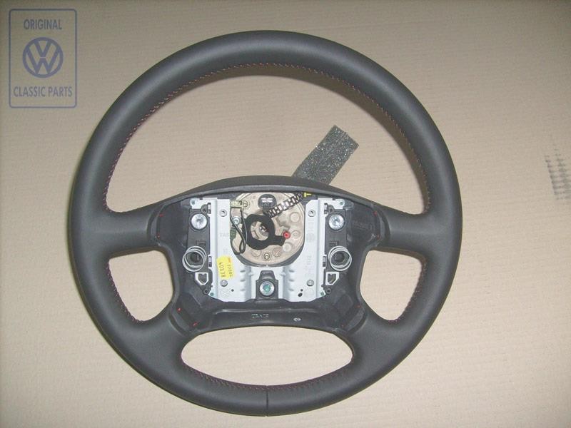 Genuine VW Steering Wheel Leather Black/Red - 7D0419091T PEP