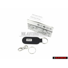 Genuine VW R32 Leather Keychain Keyring Key Fob Black - 1J0860357