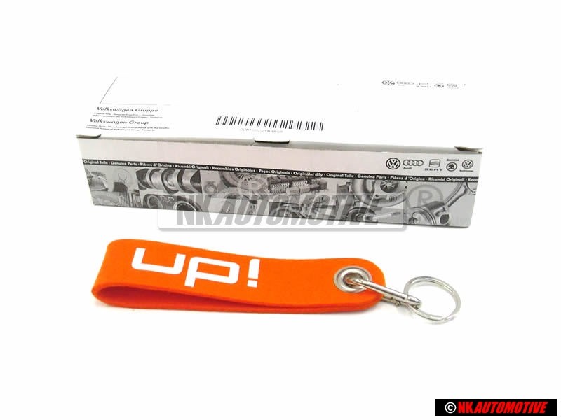 Genuine VW UP Orange Silver KeyTag Keychain Keyring Keyfob - 1S0087013 VCF