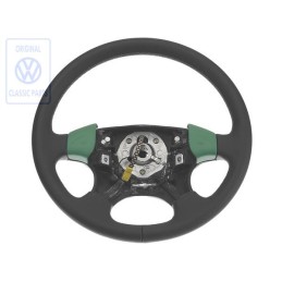 Genuine VW Steering Wheel Leather Satin Black/Salsa Green - 1H0419091ADEBR