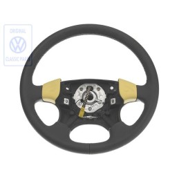 Genuine VW Steering Wheel Leather Satin Black/Yellow - 1H0419091ADEBT