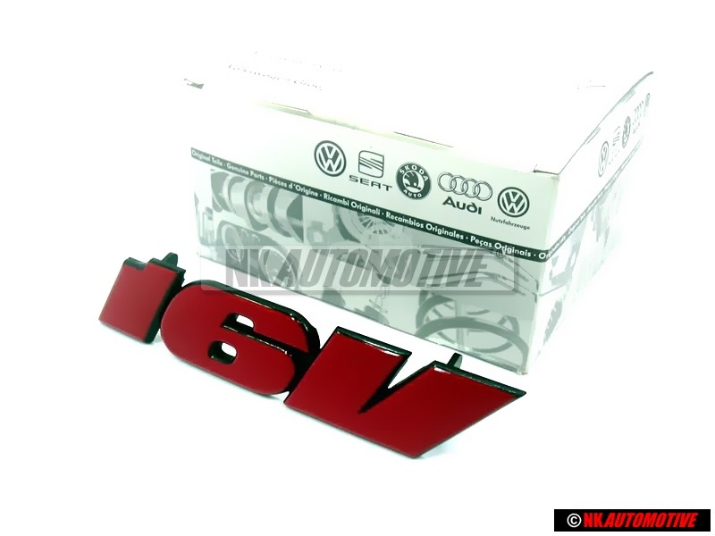Genuine VW 16V Front Grill Badge Emblem Red - 1H6853679G QN5