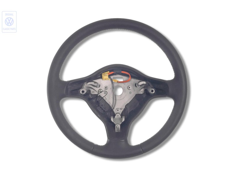 Genuine VW Steering Wheel Leather Black/Yellow - 6N0419091L HUW