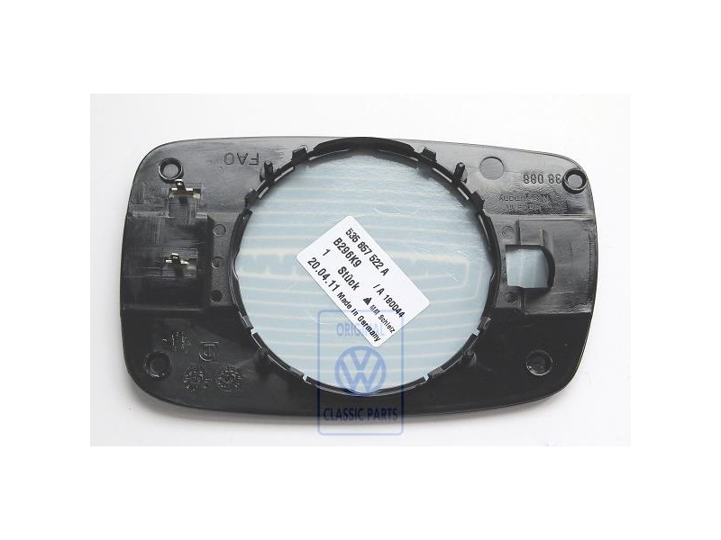 Genuine VW Mirror Glass (Convex) With Carrier Plate - 535857522A