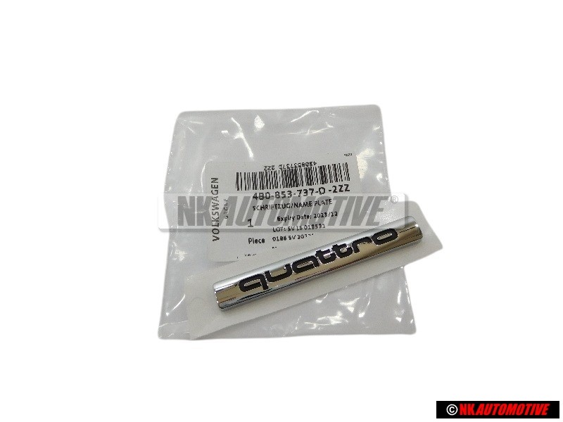 Genuine Audi QUATTRO Rear Boot Badge Emblem Chrome - 4B0853737D 2ZZ