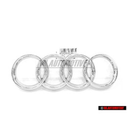 Genuine Audi Rings Front Grill Badge Emblem Chrome - 4E0853605AA2ZZ