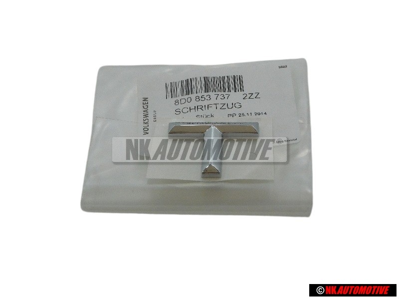 Genuine Audi T Rear Boot Badge Emblem Chrome - 8D0853737 2ZZ