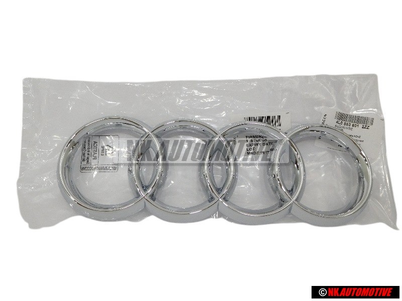 Genuine Audi Rings Front Grill Badge Emblem Chrome - 4L0853601 2ZZ