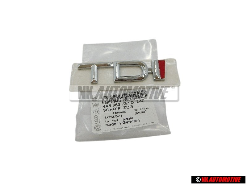 Genuine Audi TDI Rear Boot Badge Emblem Chrome Red - 4A5853737D 2ZZ
