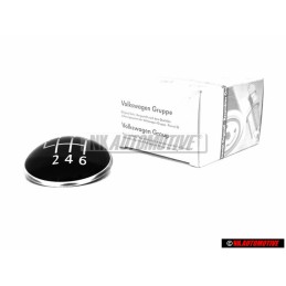 Genuine VW 6 Speed Gear Shift Knob Emblem Badge Chrome Black - 1K0711144A