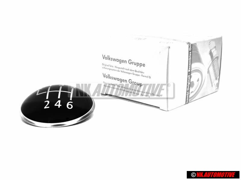 Genuine VW 6 Speed Gear Shift Knob Emblem Badge Chrome Black - 1K0711144A