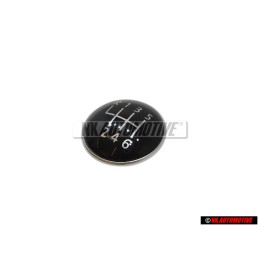 Genuine VW 6 Speed Gear Shift Knob Emblem Badge Chrome Black - 1K0711144A