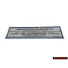 Genuine VW Air Conditioning Refrigerant R134A Sticker Decal - 1HM010211F