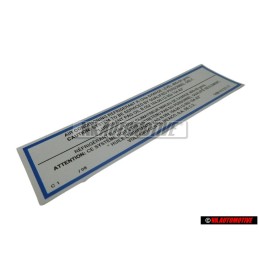 Genuine VW Air Conditioning Refrigerant R134A Sticker Decal - 1HM010211F