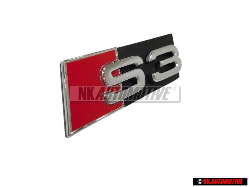 Genuine Audi S3 Front Grill Badge Emblem Black Chrome Red - 8L0853736A 2ZZ