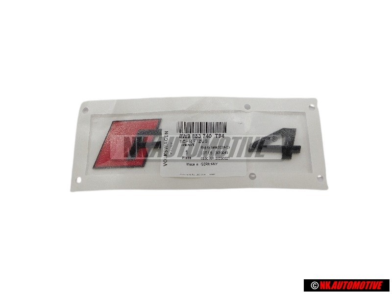 Genuine Audi RS4 Rear Boot Badge Emblem Black Red - 8W9853740 T94